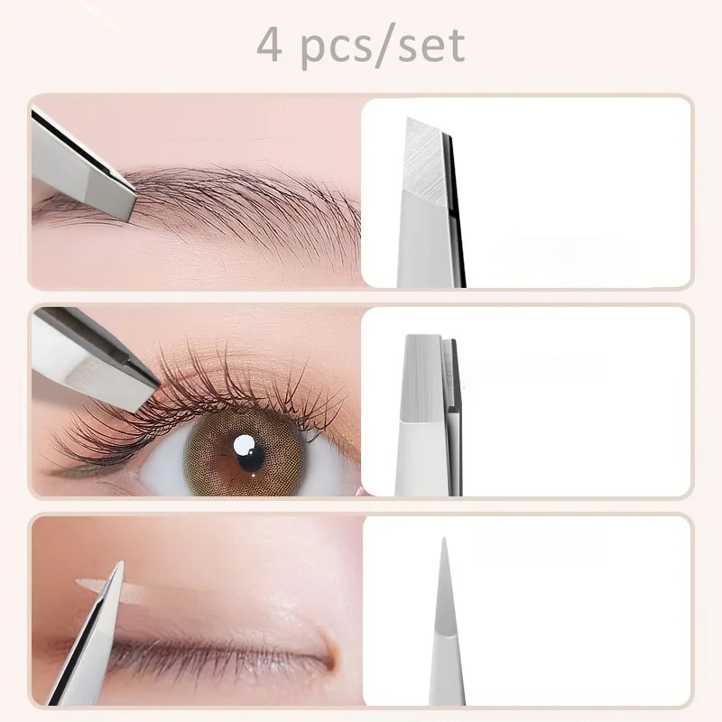 4 Pieces Professional Tweezers - Mens Grooming Treatment 评论和价格